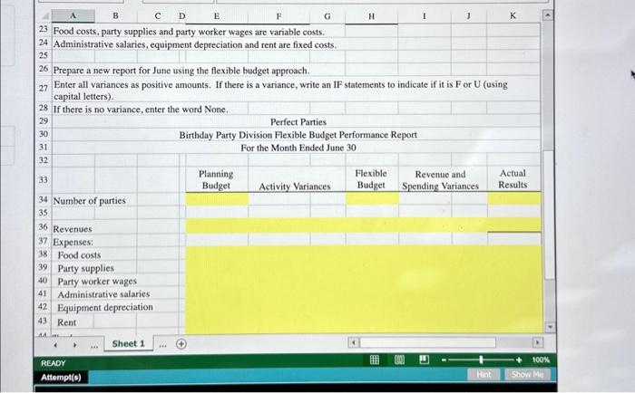 Inc, has several divisions. One division provides birthday parties at their facility.