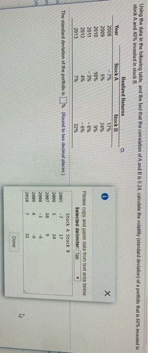  Using the data in the following table, and the fact that
