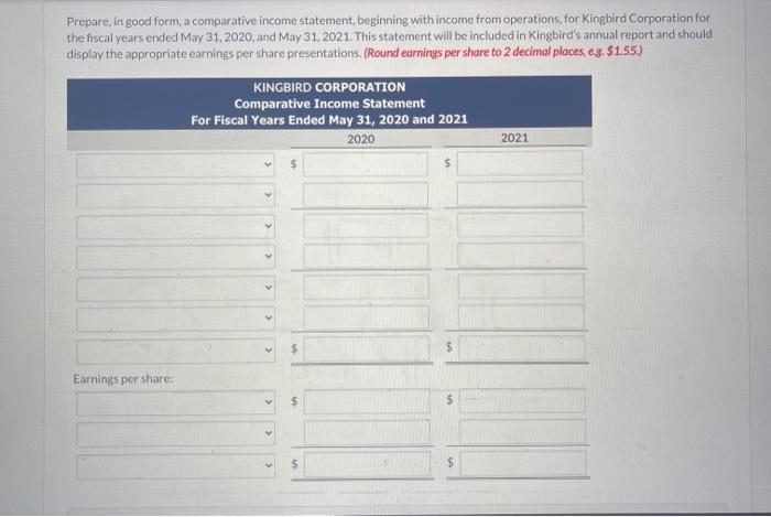 May 31, 2020, and May 31, 2021. The income from operations for