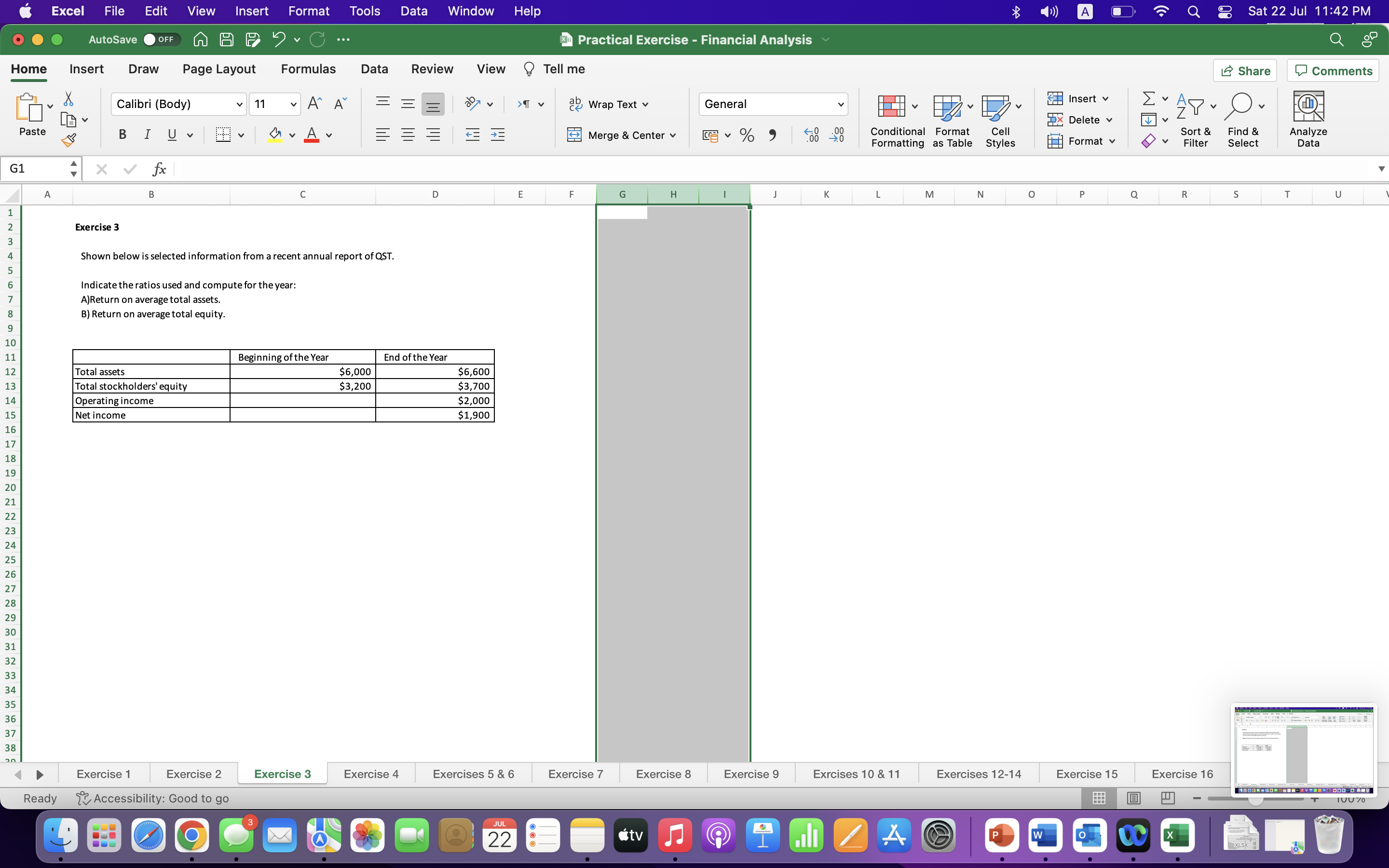  Shown below is selected information from a recent annual report of