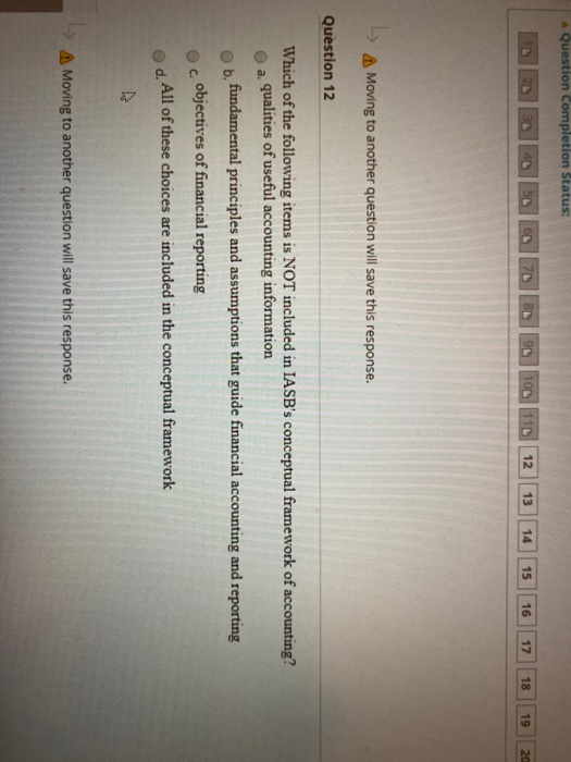  Question Completion Status: 70 90 10110 12 13 14 15 16