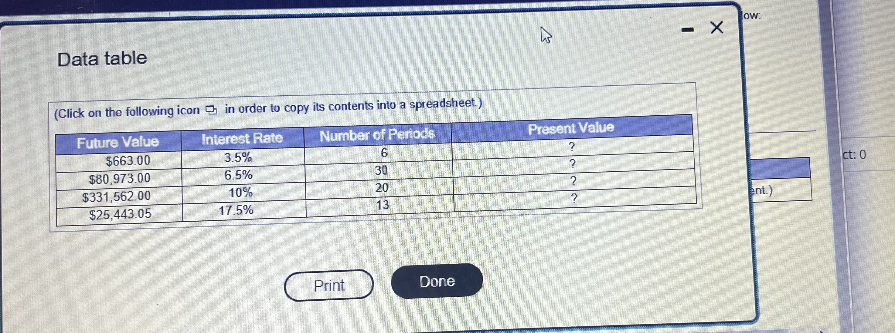  Data table (Click on the following icon order to copy its