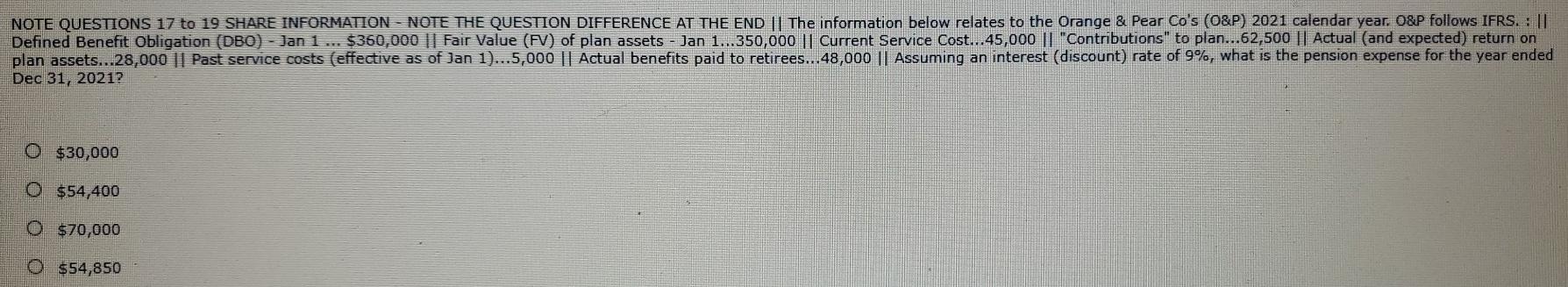 DIFFERENCE AT THE END || The information below relates to the Orange