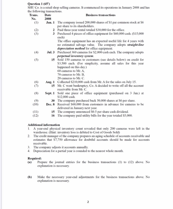  can somebody solve this 2 question please Question 1 (65") SHU