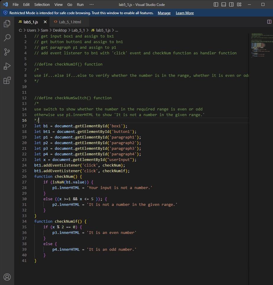 - Practice if...else if ... else structure; switch; in JavaScript - Create