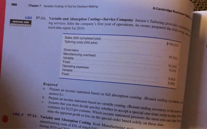 with rhe word problem EXERCISES-SET A LO2 23 Variable and Absorption Costing