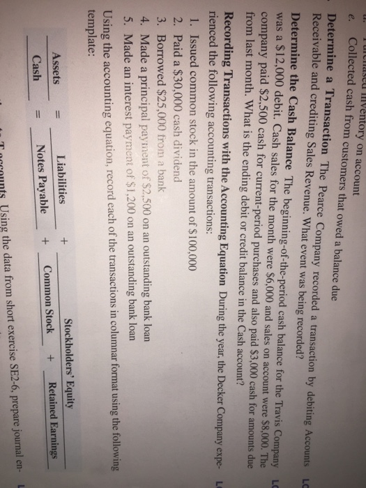 on account Purchased inventory on account Collected cash from customers that owed