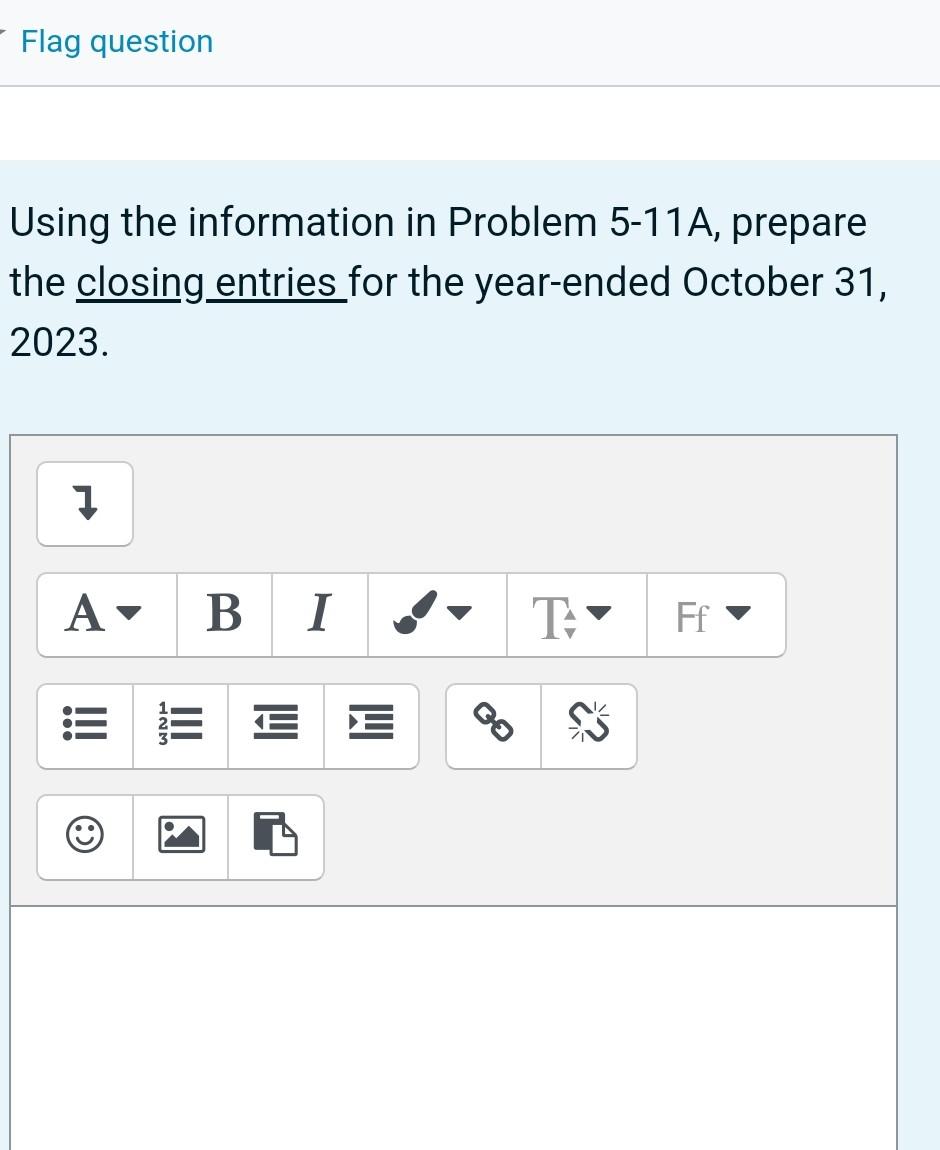  closing entries Using the information in Problem 5-11A, prepare the closing