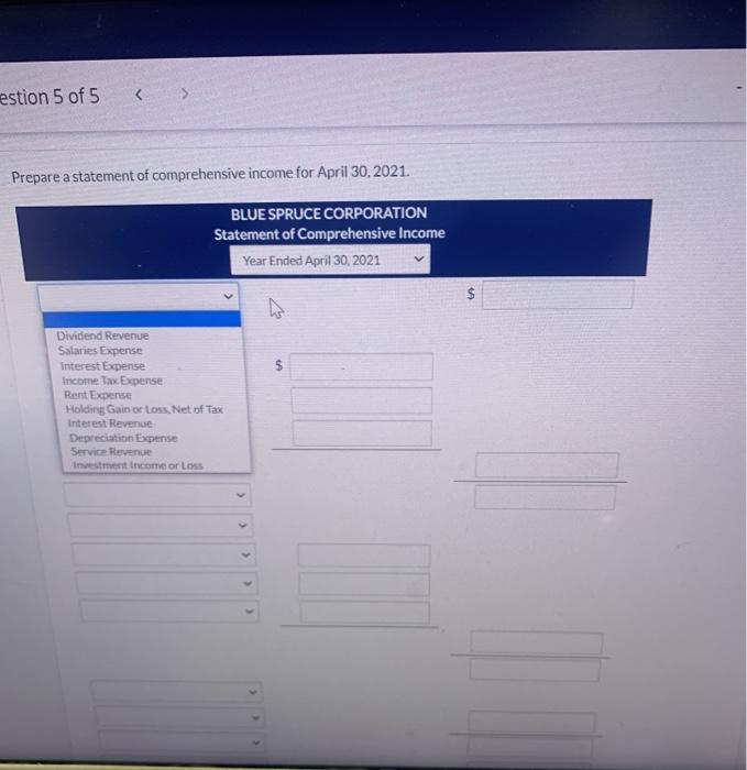 the following data are from the accounting records of Blue Spruce Corporation,