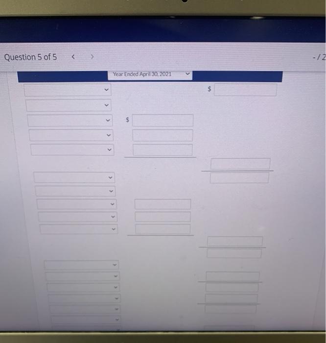 a public company, at April 30, 2021: Accounts payable Accounts receivable Accumulated