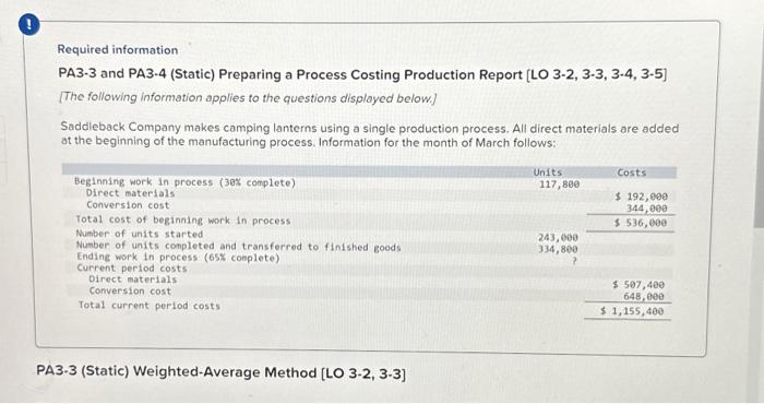  answers to Req 1C & Req 1D please! Required information PA3-3