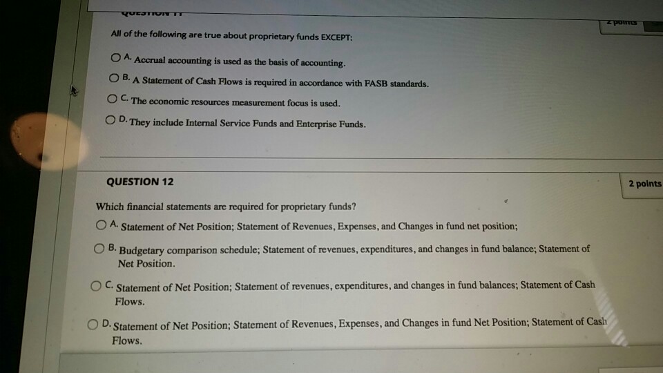 fund are recorded as: O A Nonoperating Expenses. O B. Special Items.