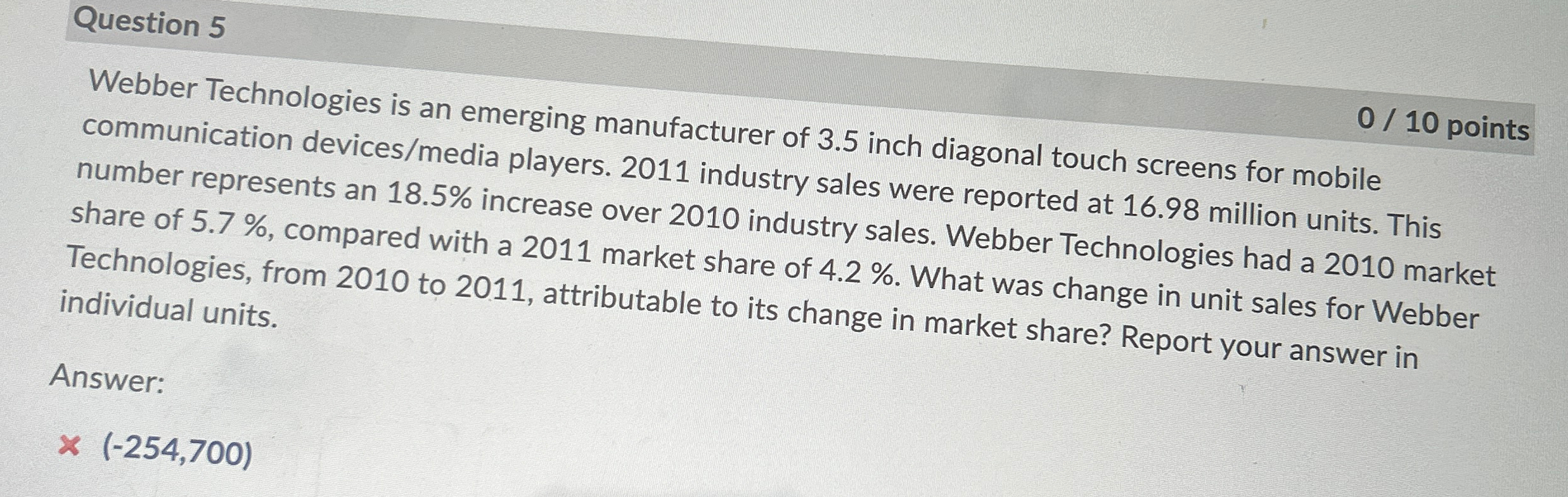  Question 5 010 points Webber Technologies is an emerging manufacturer of