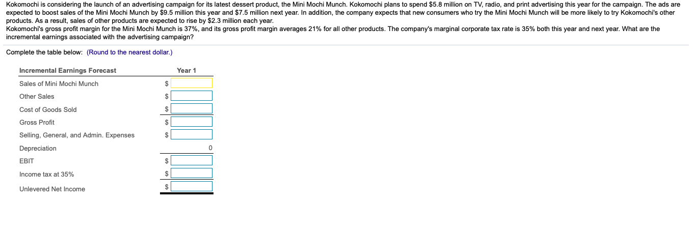 Please calculated for year 2 as well. Kokomochi is considering the launch