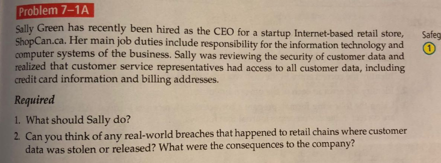 ANSWER ALL THE PARTS. NEED DETAILED EXPLANATIONS Problem 7-1A Sally Green has