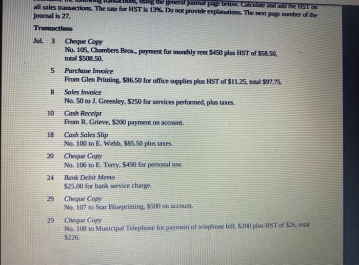 E. Terry, an engineer, begins a small consulting business. The accounts for