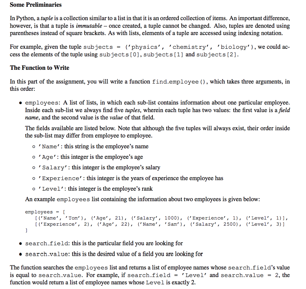  Some Preliminaries In Python, a tuple is a collection similar to