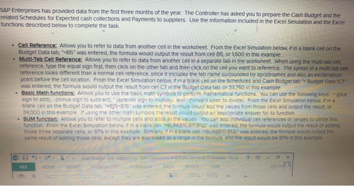  S&P Enterprises has provided data from the first three months of