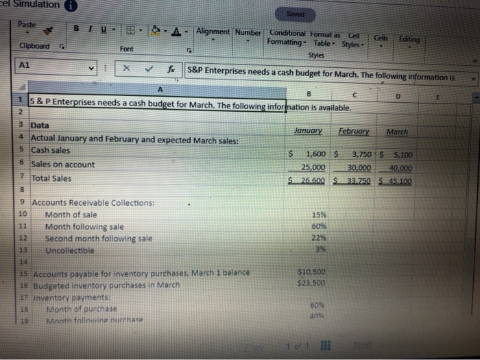 the year. The Controller has asked you to prepare the Cash Budget