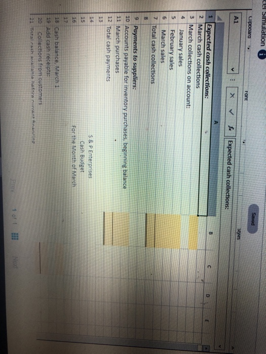Use the information included in the Excel Simulation and the Excel functions