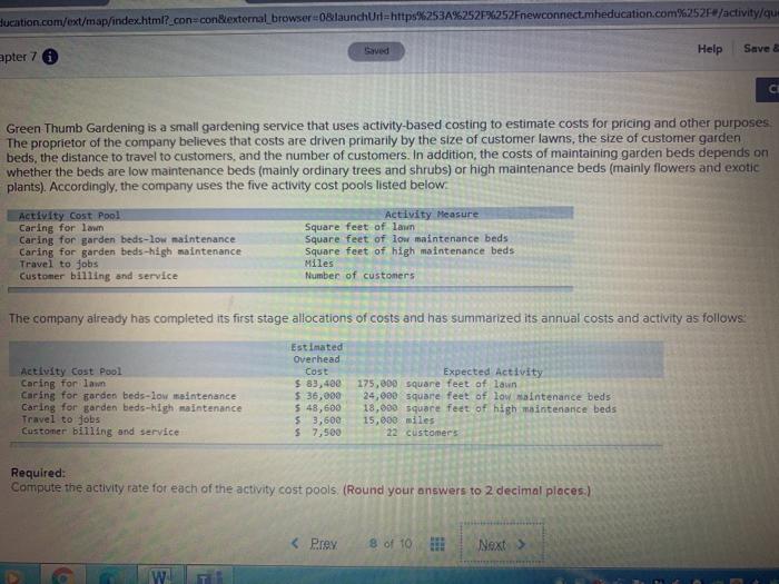  Bucation.com/ext/map/index.html?_con contexternal browser=0&launchUrl=https%253A%252F%252Fnewconnect.mheducation.com%252F#/activity/qu. Saved Help Save apter 70 C Green Thumb
