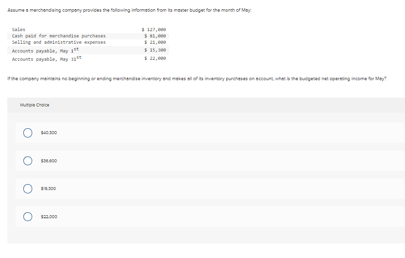 please answer. I will give a good rate Assume a merchandising compony