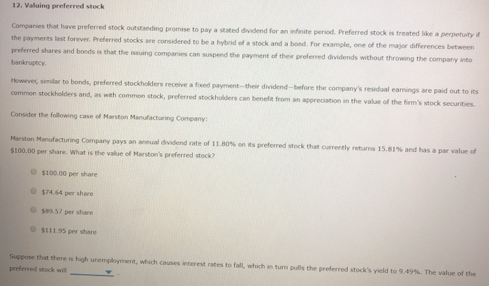 (increase, decrease) 12. Valuing preferred stock Companies that have preferred stock outstanding