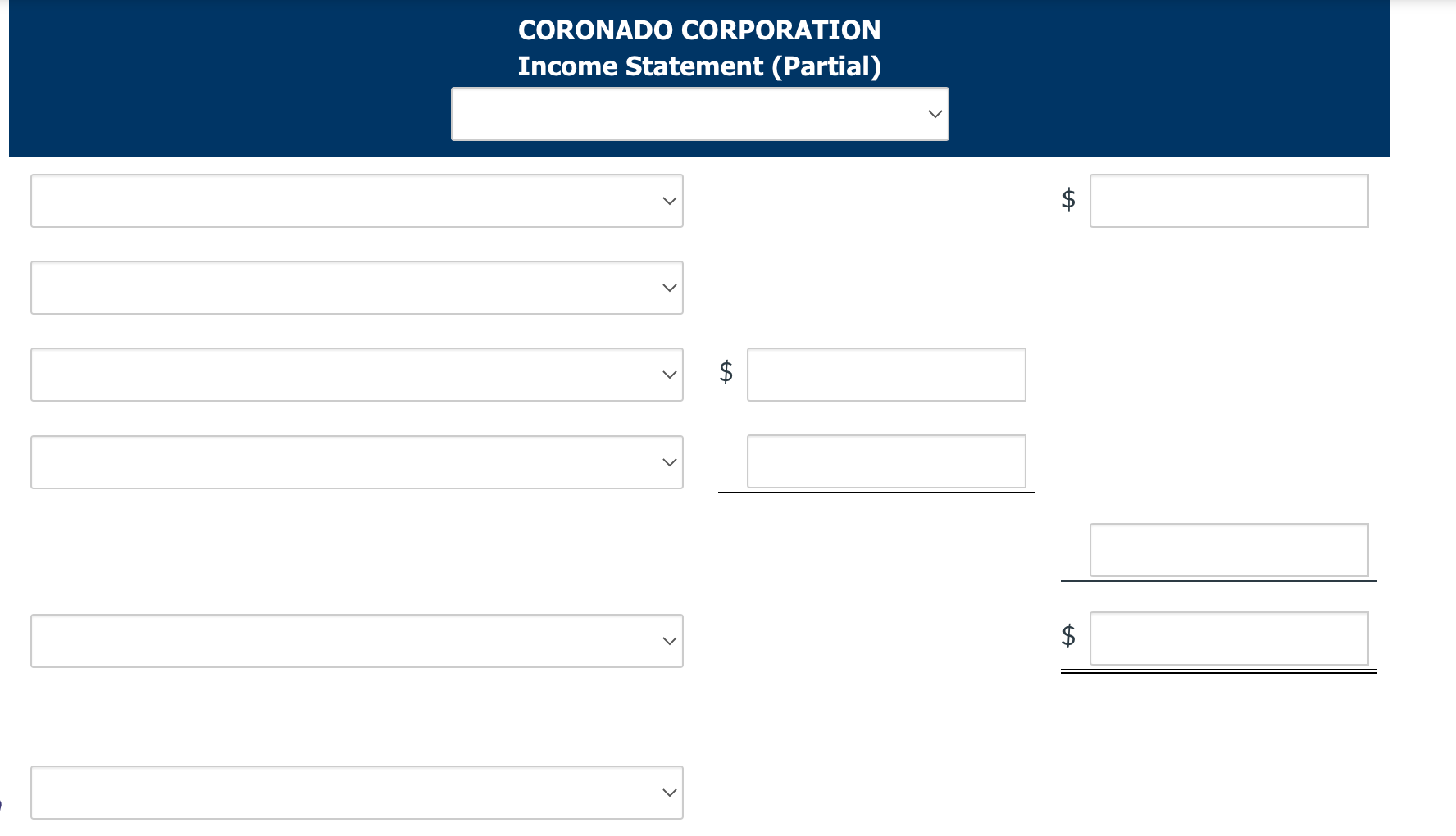 CORONADO CORPORATION Income Statement (Partial) > > A +A +A $