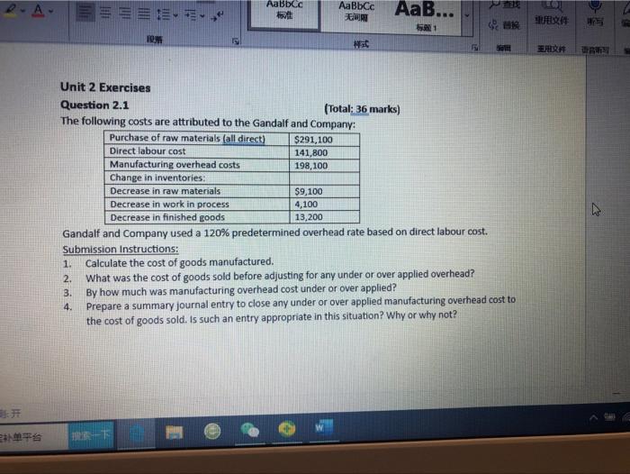  . E. Aalbcc AaBbcc WIRE AaB... FA ws 51 10 Unit