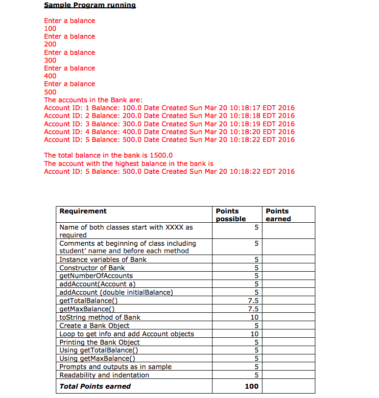 Classes and objects, relationships between objects, array of objects Point value: 100