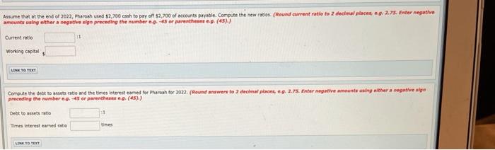you with the following balance sheet information as of December 31, 2022