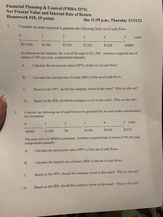 please show work and steps so I can learn it Financial Planning