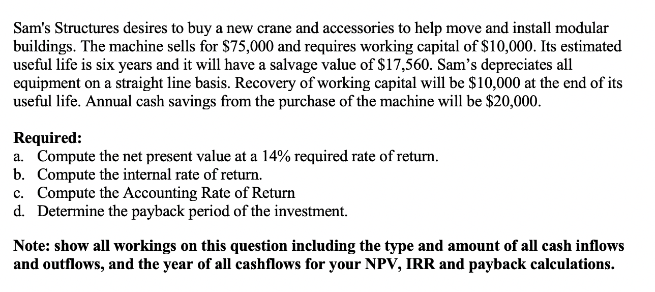 Using the formulas and charts provided to answer the following questions: Sam's