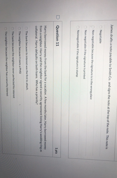  James drafts a note payable to Smith Co. and signs the