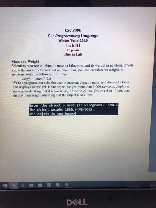  CSC 2000 C++ Programming Language Winter Term 2019 Lab 04 10