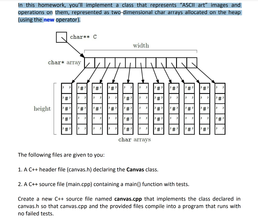 Help me pass all tests. Do not change main.cpp and canvas.h. You