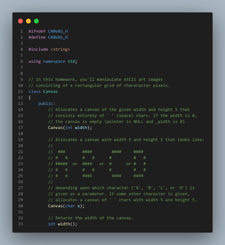 can only make changes in a new canvas.cpp file. I will give