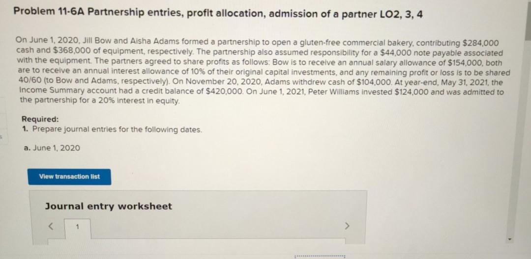  hlp pslz.... imp. now.. Problem 11-6A Partnership entries, profit allocation, admission