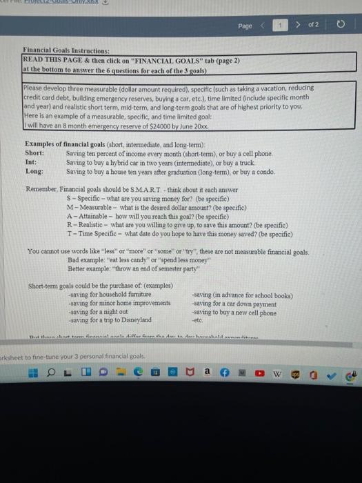 (complete the excel worksheet) In this assignment, you will: - Develop 3