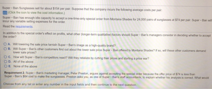 86,000 Pairs of sunglasses 37 25. 84 Print Done Super-Ban Sunglasses sell