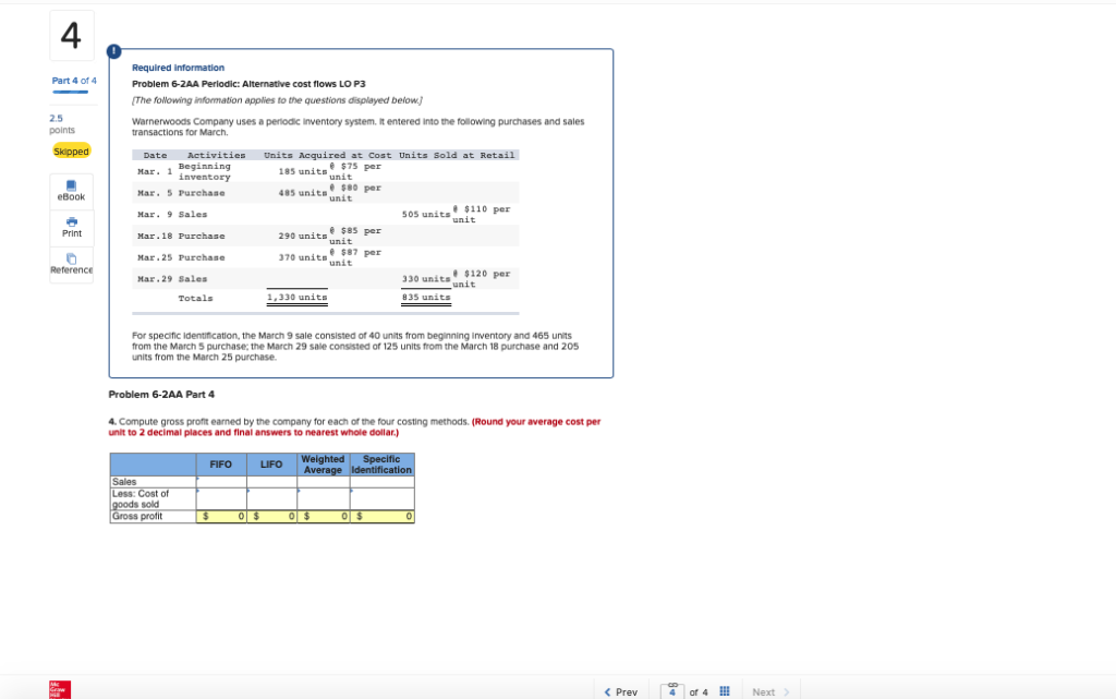 for March. Units Sold at Retail Units Acquired at Cost 185 units