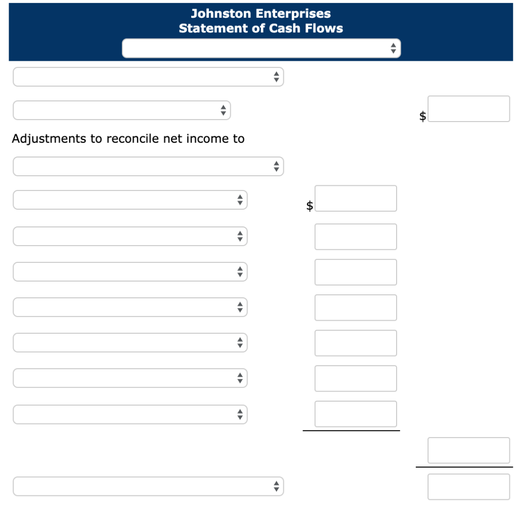 Problem 125 Selected financial statement information and additional data for Johnston Enterprises