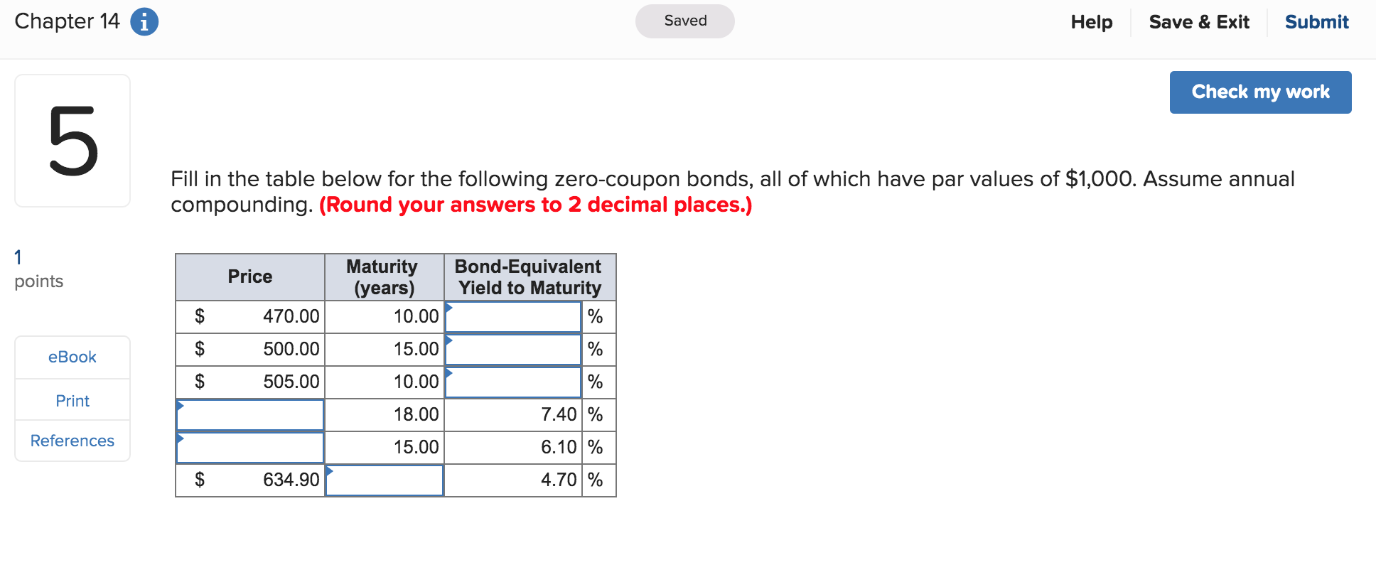 PLEASE SHOW SOLUTION IN DETAIL. THANK YOU! Chapter 14i Saved Save &