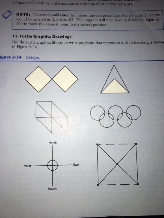  Use the Turtle graphics library to write programs that reproduce each