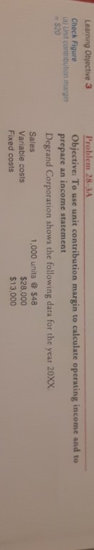  Learning Objective 3 Check Figure al Unit contribution margin - 520