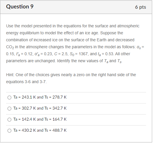  Use the model presented in the equations for the surface and
