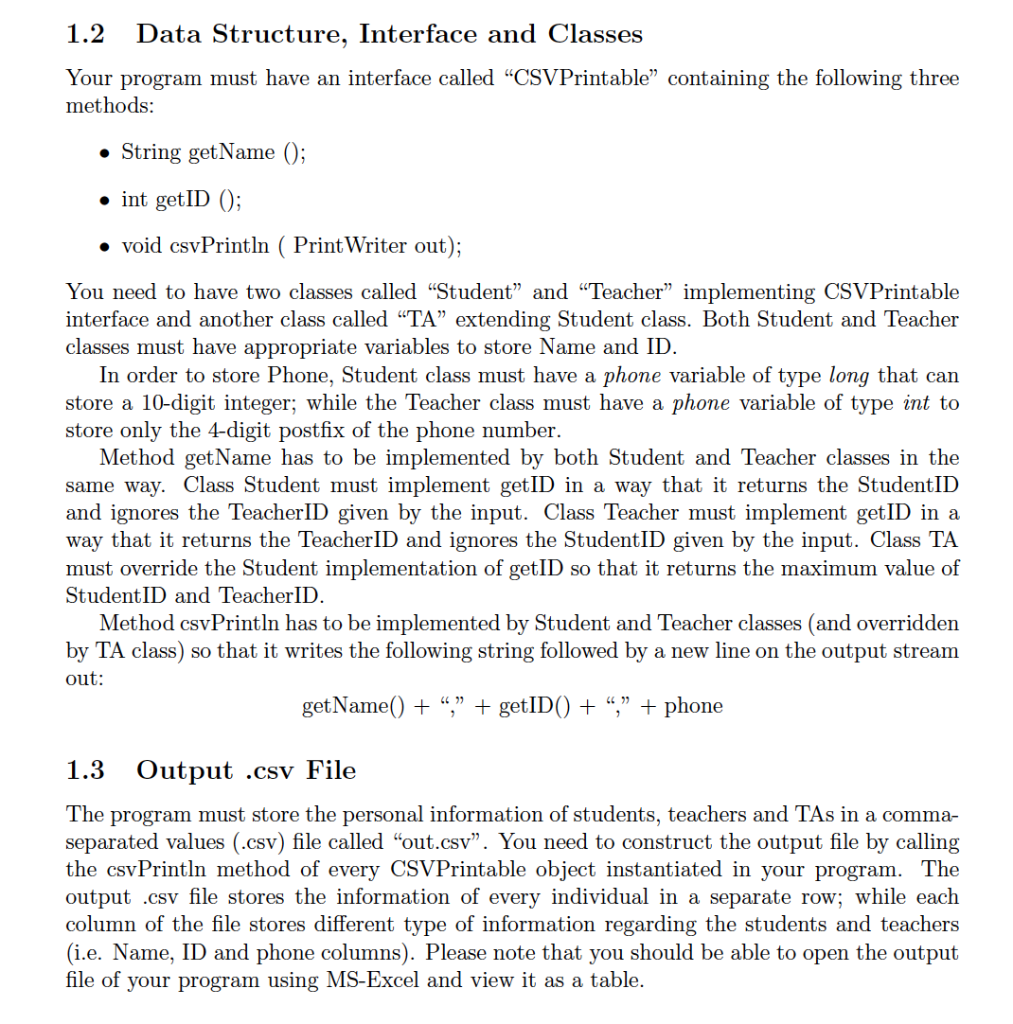 infortmation of stu- dents and teachers of a school in a comma-separated