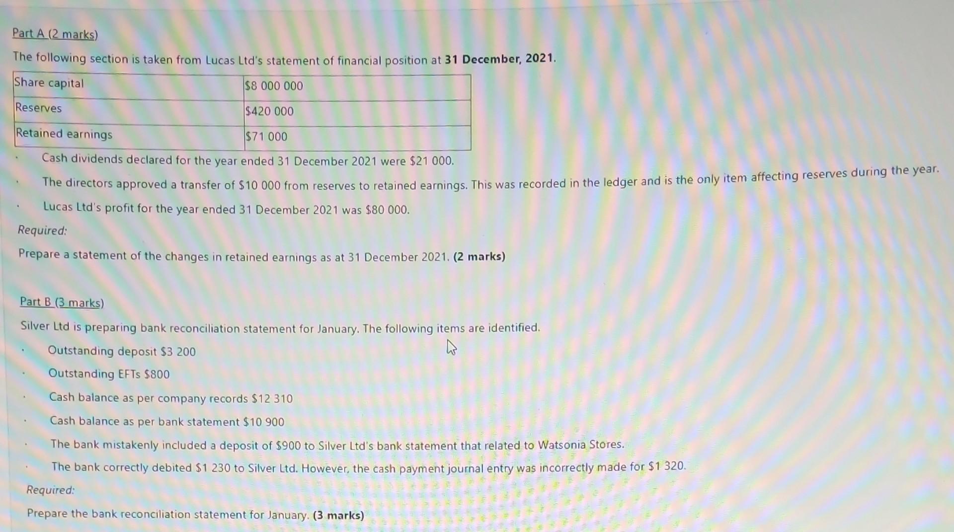  Part A (2 marks ) The following section is taken from