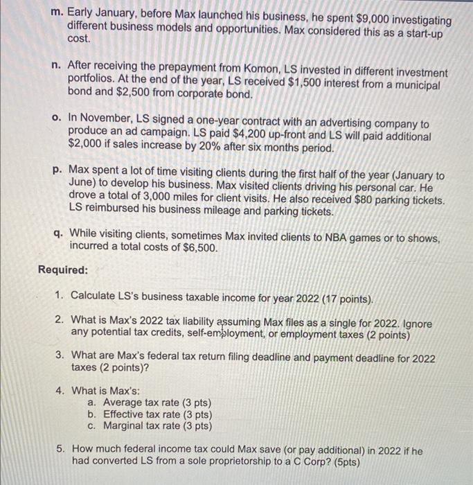 booming since started. In 2022, he provided the following financial information relating