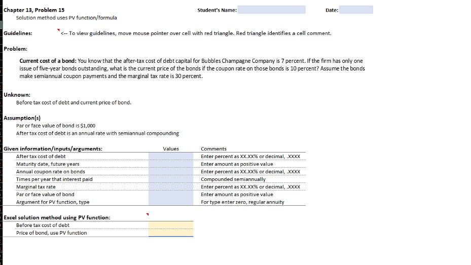  Solution method uses PV function/formula Guidelines: -- To view guidelines, move